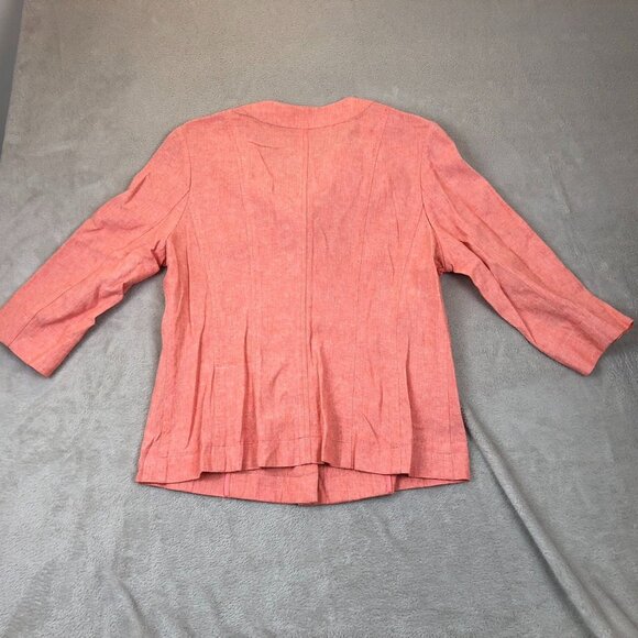 Chadwick's Women’s Blazer Jacket Size 12 Coral Linen Blend 3/4 Sleeve Preppy - Picture 8 of 8